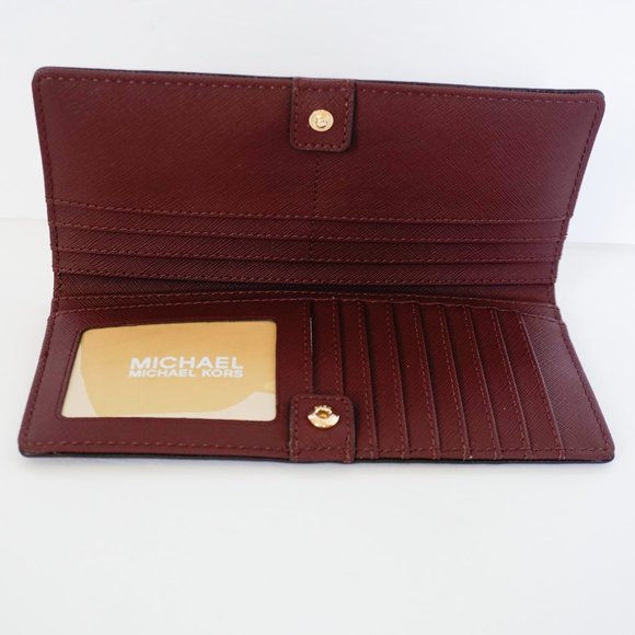 Michael Kors Jet Set MD Slim Bifold Wallet Merlot - Picture 3 of 7